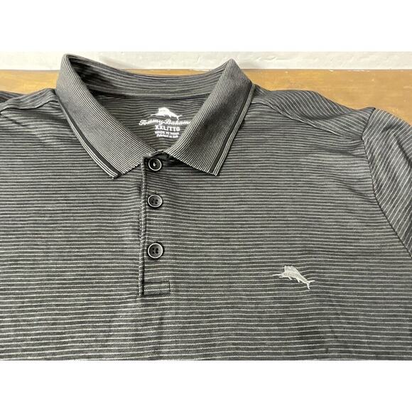Tommy Bahama Mens Size 2XL Modal Striped Polo Shirt Dark Gray - Picture 2 of 7